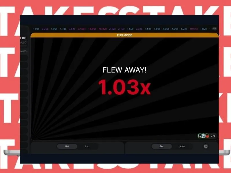 Mobiele versie van het spel Aviator op Stakes777